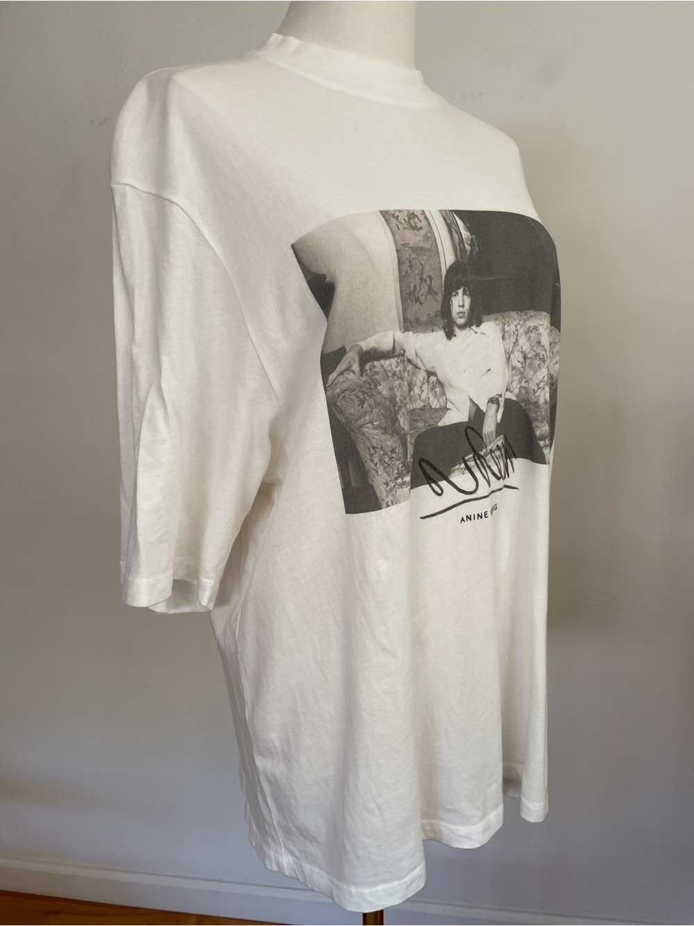Anine Bing Mick Jagger Photo-Print Graphic White Oversized Tee Medium - Picture 8 of 12